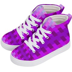 Geometric Cubes Pink Purple Blue Kid s Hi-top Skate Sneakers