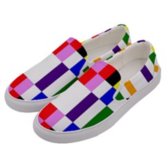 Rainbow Color Blocks Red Orange Men s Canvas Slip Ons by Nexatart