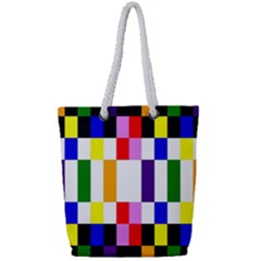 Rainbow Color Blocks Red Orange Full Print Rope Handle Tote (small) by Nexatart