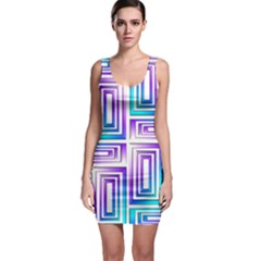 Geometric 3d Metallic Aqua Purple Bodycon Dress