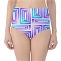 Geometric 3d Metallic Aqua Purple High-Waist Bikini Bottoms View1