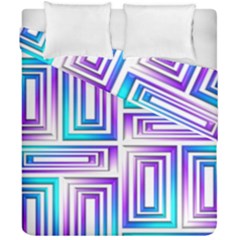 Geometric 3d Metallic Aqua Purple Duvet Cover Double Side (california King Size)