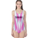 Geometric 3d Design Pattern Pink One Piece Swimsuit View1