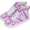 Geometric 3d Design Pattern Pink Kid s Hi-Top Skate Sneakers View2