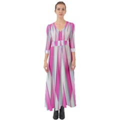 Geometric 3d Design Pattern Pink Button Up Boho Maxi Dress