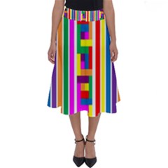 Rainbow Geometric Design Spectrum Perfect Length Midi Skirt by Nexatart