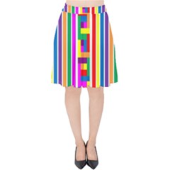 Rainbow Geometric Design Spectrum Velvet High Waist Skirt