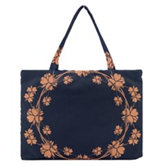 Floral Vintage Royal Frame Pattern Zipper Medium Tote Bag by Nexatart