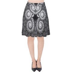 Fractal Filigree Lace Vintage Velvet High Waist Skirt