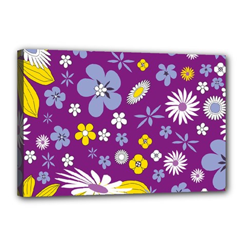 Floral Flowers Canvas 18  X 12 