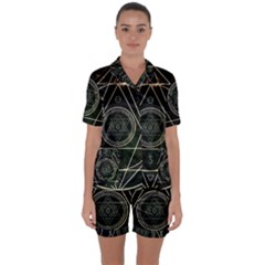 Cult Of Occult Death Detal Hardcore Heavy Satin Short Sleeve Pyjamas Set by Sapixe