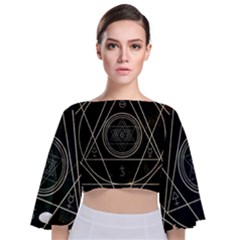 Cult Of Occult Death Detal Hardcore Heavy Tie Back Butterfly Sleeve Chiffon Top by Sapixe