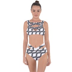 Diagonal Pattern Background Black And White Bandaged Up Bikini Set 