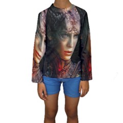 Digital Fantasy Girl Art Kids  Long Sleeve Swimwear