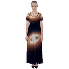 Erupting Star High Waist Short Sleeve Maxi Dress