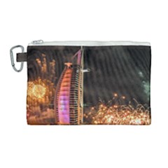 Dubai Burj Al Arab Hotels New Years Eve Celebration Fireworks Canvas Cosmetic Bag (large)