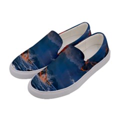 Eruption Of Volcano Sea Full Moon Fantasy Art Women s Canvas Slip Ons