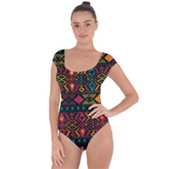 Ethnic Pattern Short Sleeve Leotard 