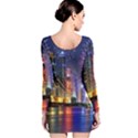 Dubai City At Night Christmas Holidays Fireworks In The Sky Skyscrapers United Arab Emirates Long Sleeve Bodycon Dress View2