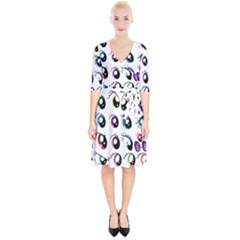 Eyes  Pattern Wrap Up Cocktail Dress