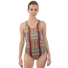Fabric Pattern Cut-out Back One Piece Swimsuit