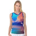 Flamingo Lake Birds In Flight Sunset Orange Sky Red Clouds Reflection In Lake Water Art Women s Basketball Tank Top View1