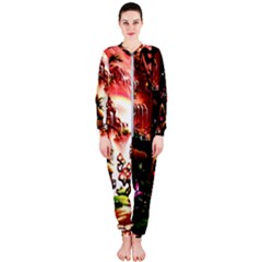 Fantasy Art Story Lodge Girl Rabbits Flowers Onepiece Jumpsuit (ladies) 