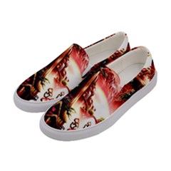 Fantasy Art Story Lodge Girl Rabbits Flowers Women s Canvas Slip Ons