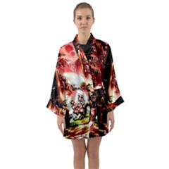 Fantasy Art Story Lodge Girl Rabbits Flowers Long Sleeve Kimono Robe by Sapixe