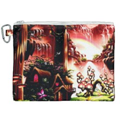 Fantasy Art Story Lodge Girl Rabbits Flowers Canvas Cosmetic Bag (xxl)