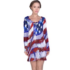 Flag Usa United States Of America Images Independence Day Long Sleeve Nightdress by Sapixe