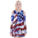 Flag Usa United States Of America Images Independence Day Velvet Long Sleeve Shoulder Cutout Dress View1