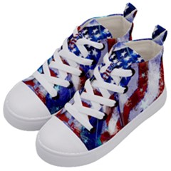 Flag Usa United States Of America Images Independence Day Kid s Mid-top Canvas Sneakers by Sapixe