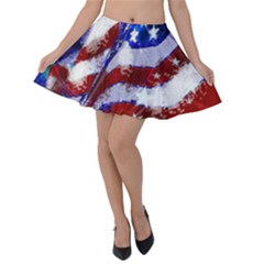 Flag Usa United States Of America Images Independence Day Velvet Skater Skirt by Sapixe