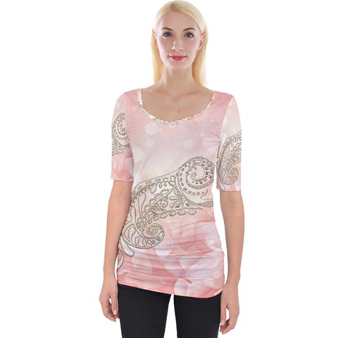 Wonderful Soft Flowers With Floral Elements Wide Neckline Tee by FantasyWorld7