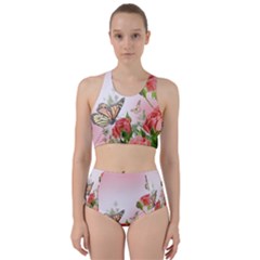 Flora Butterfly Roses Racer Back Bikini Set by Sapixe