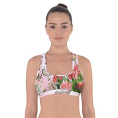 Flora Butterfly Roses Cross Back Sports Bra