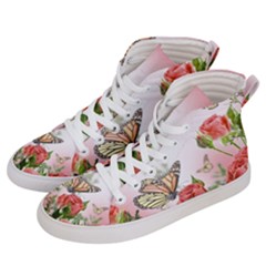 Flora Butterfly Roses Men s Hi-top Skate Sneakers by Sapixe