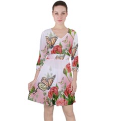 Flora Butterfly Roses Ruffle Dress by Sapixe