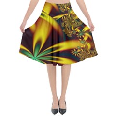 Floral Design Computer Digital Art Design Illustration Flared Midi Skirt