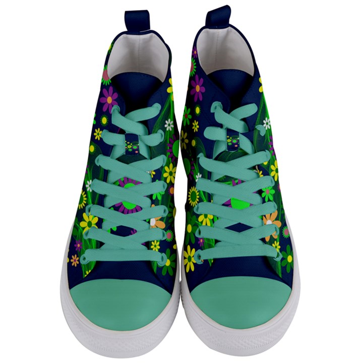 Flower Power Flowers Ornament Women s Mid-Top Canvas Sneakers