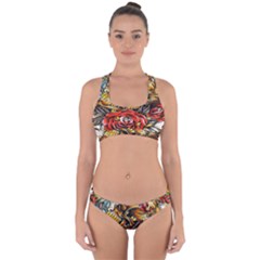 Flower Art Traditional Cross Back Hipster Bikini Set