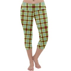 Geometric Tartan Pattern Square Capri Yoga Leggings