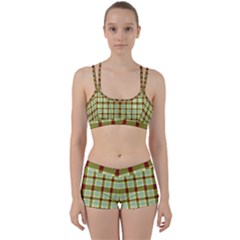 Geometric Tartan Pattern Square Women s Sports Set by Sapixe