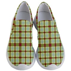 Geometric Tartan Pattern Square Women s Lightweight Slip Ons by Sapixe