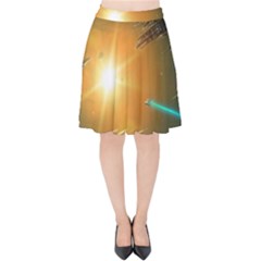 Future City Velvet High Waist Skirt by Sapixe