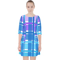 Gingham Pattern Blue Purple Shades Pocket Dress by Sapixe