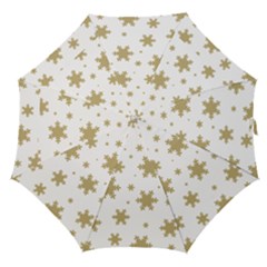 Gold Snow Flakes Snow Flake Pattern Straight Umbrellas