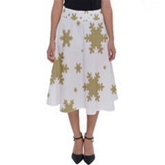 Gold Snow Flakes Snow Flake Pattern Perfect Length Midi Skirt