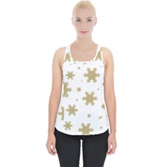 Gold Snow Flakes Snow Flake Pattern Piece Up Tank Top